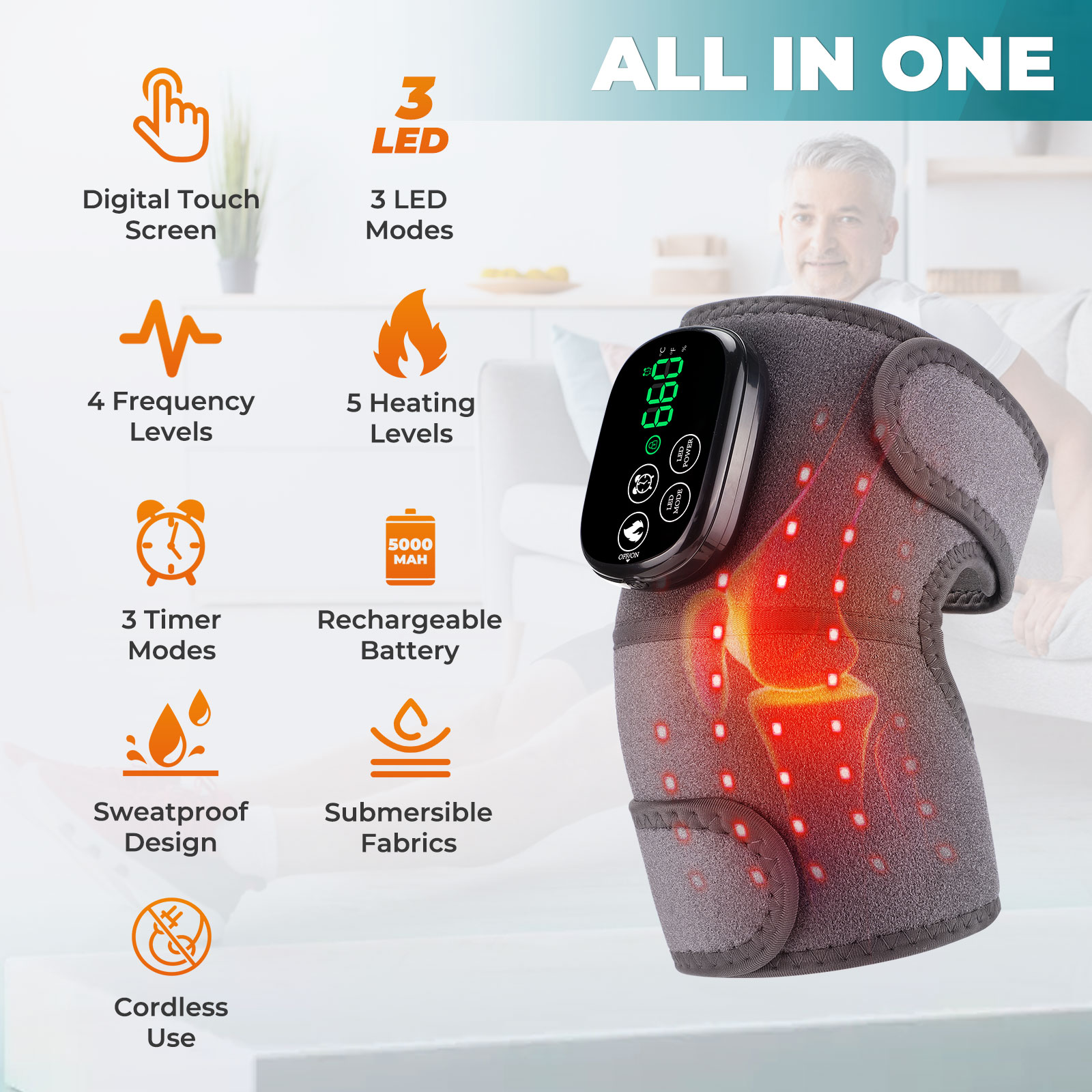 운동 후 무릎 관리를 위한 무선 LED 레드라이트 무릎 - Smart Knee Wrap 리뷰 및 가격